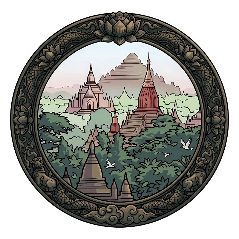 Dschungel Tempel Rundbild