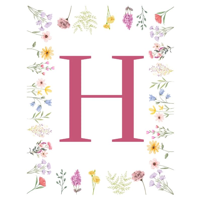 Florale Initialen "H", Buchstaben Monogramm