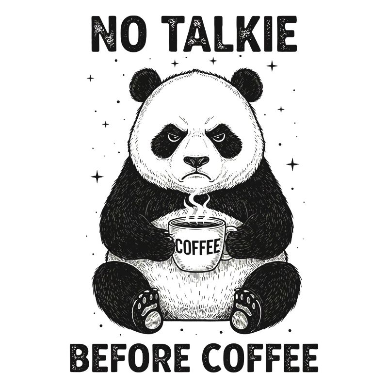 Pas de conversation devant un panda amateur de café