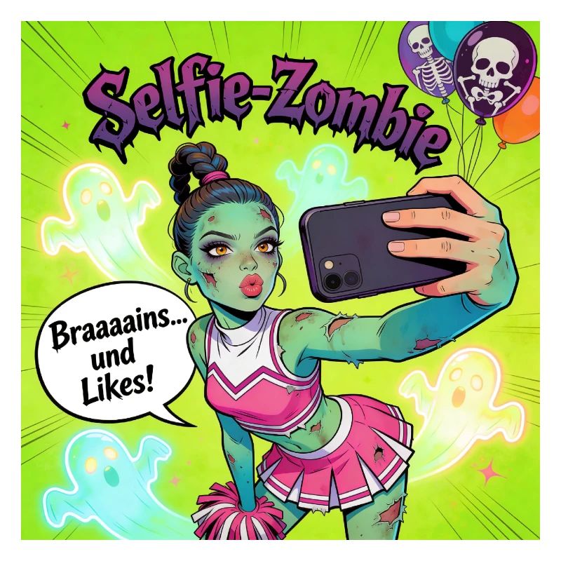 Selfie-Zombie Neon Cheerleader