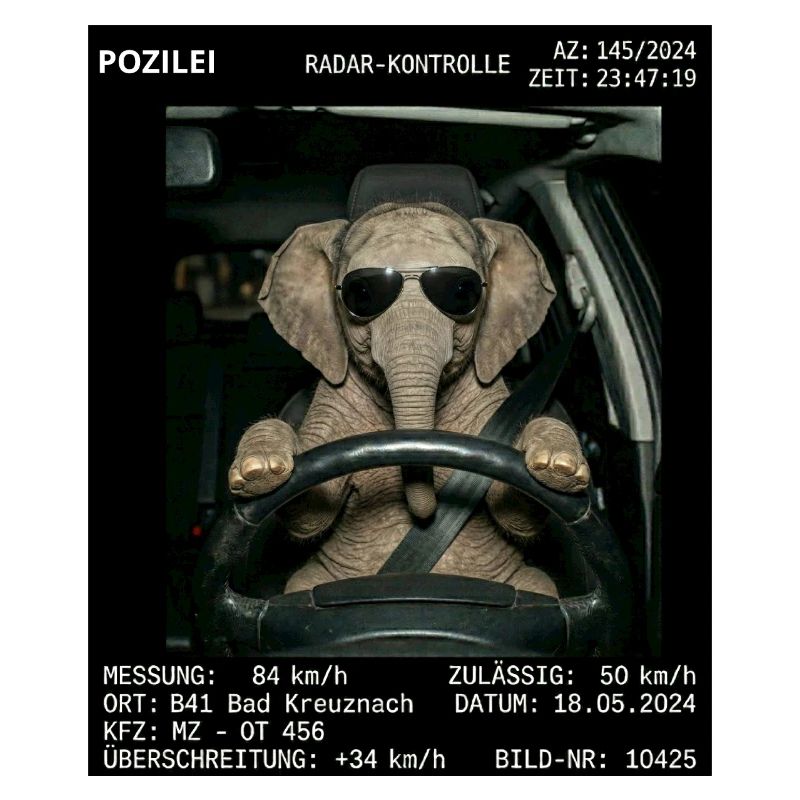 Elefant Geblitzt