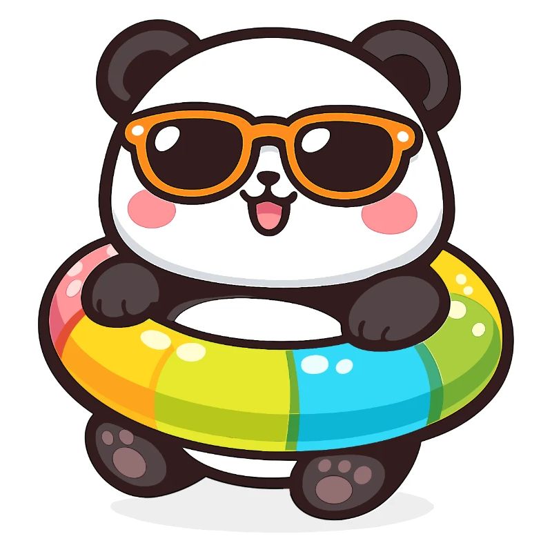 Panda im Sonnenbrillen-Schwimmring