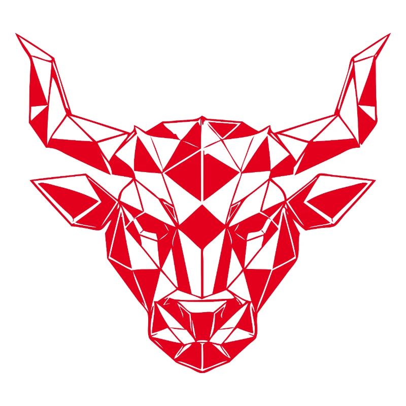 Roter Low-Poly Stierkopf