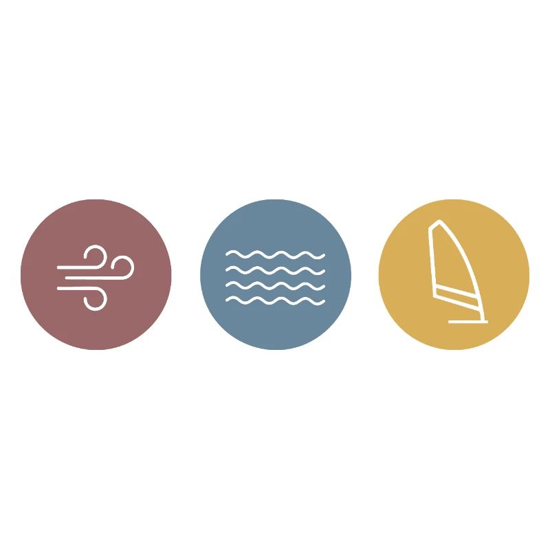 Bunte Icons Windsurfen