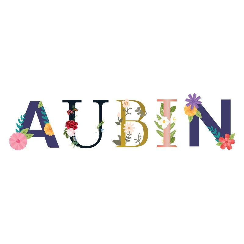 AUBIN Name mit Blumen geschmückt