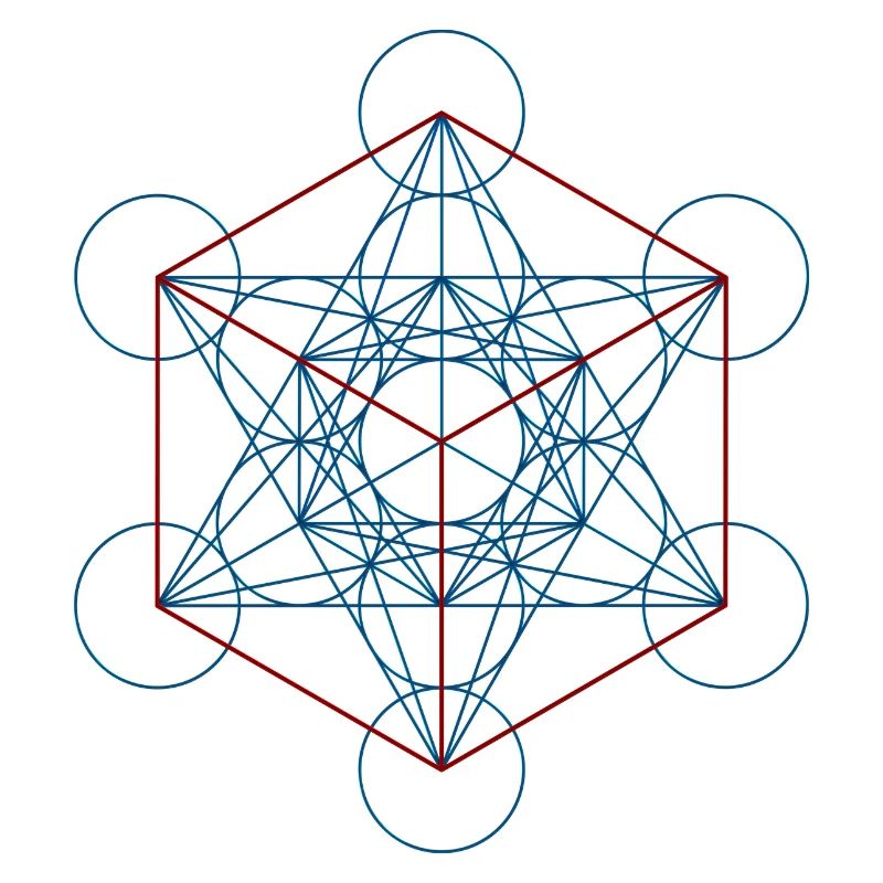 Metatron's Cube - blue red