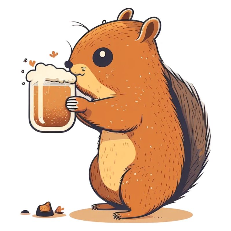 Süßes Eichhörnchen mit Bier