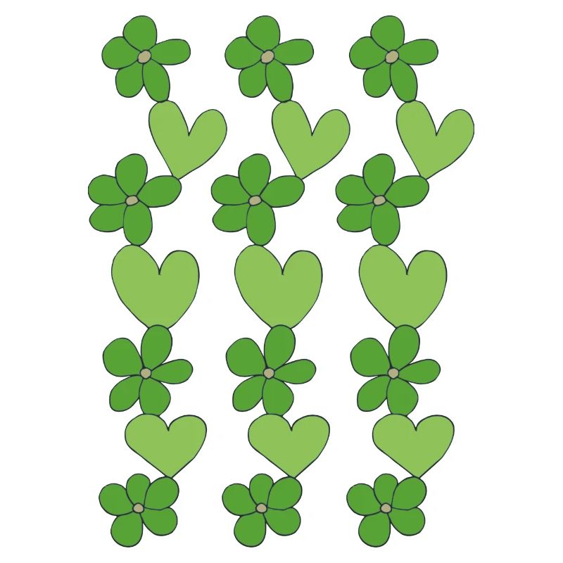 cœurs fleurs vert