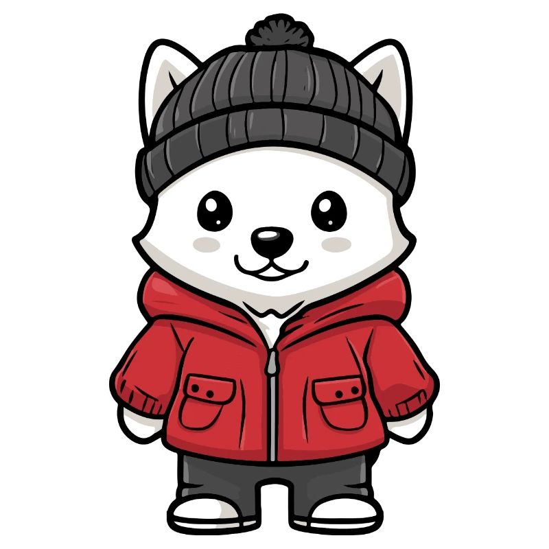 Samojede Hund Winter