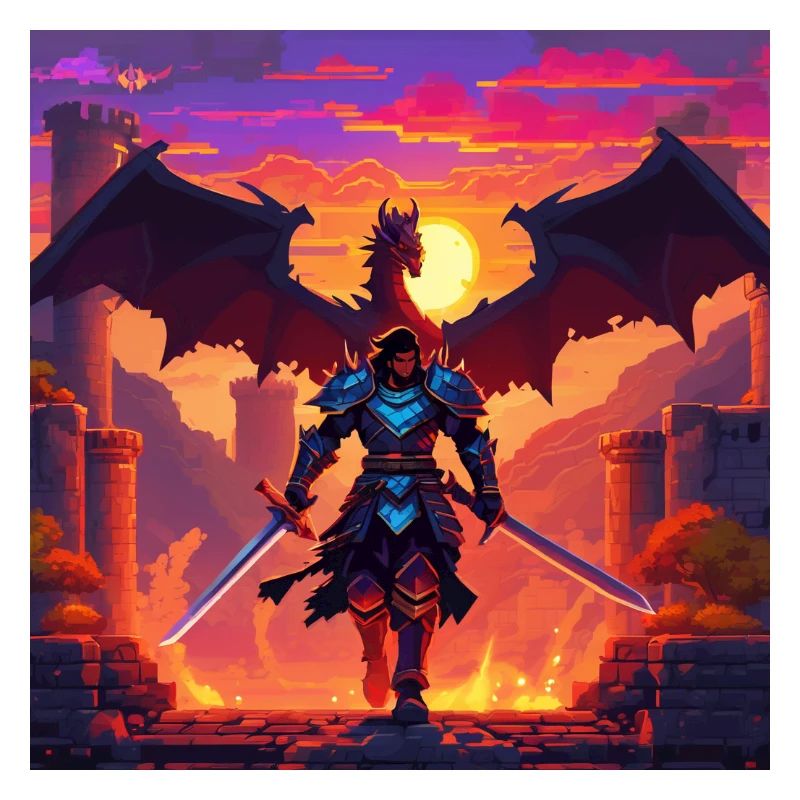 Drachenkrieger im Pixel-Art-Stil