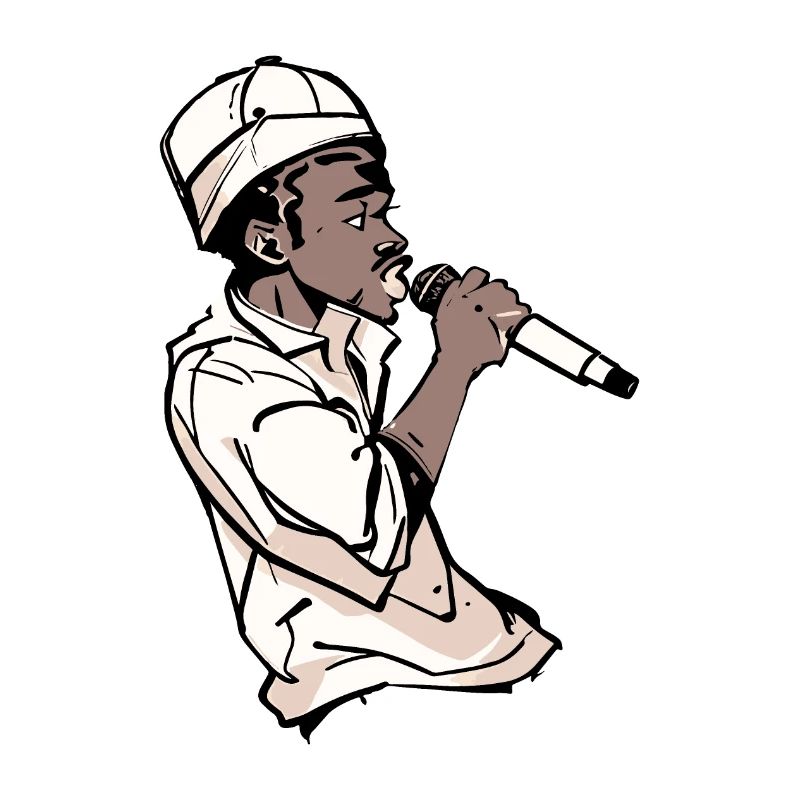 Rapper Holding a Microphone (Black)