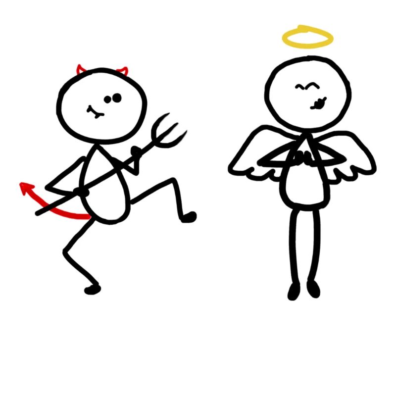 Angel devil god bible funny comic stick man