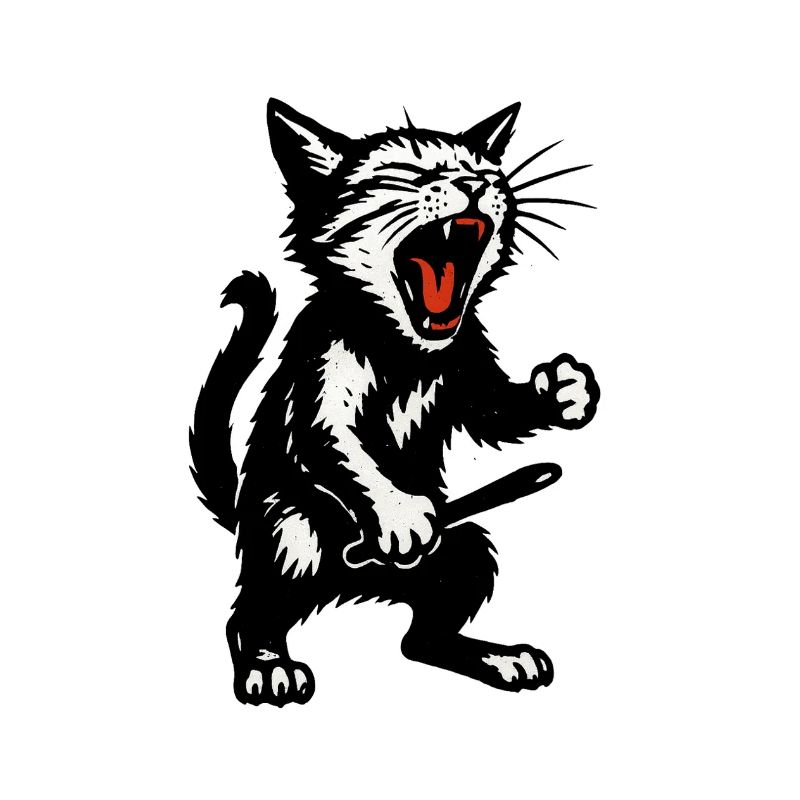 Wütige Katze Schwarzweiß