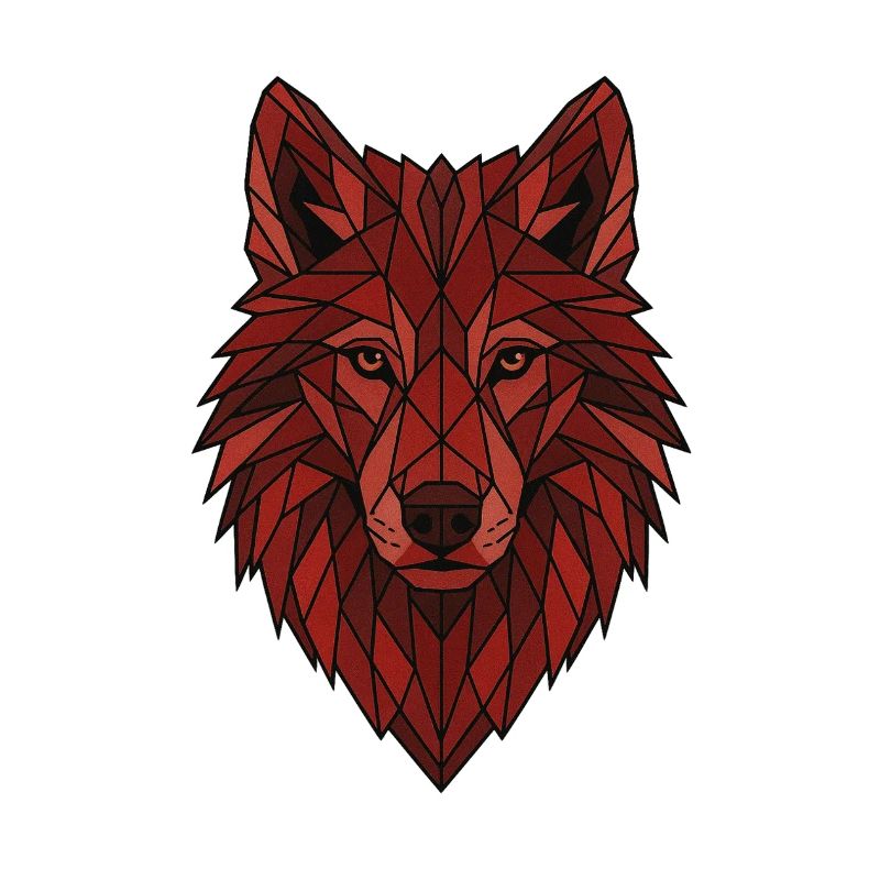 Red Geometric Wolf