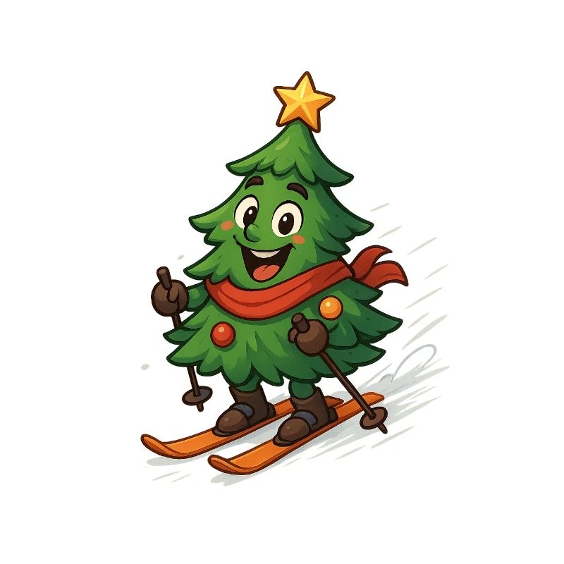 Weihnachtsbaum auf Skiern
