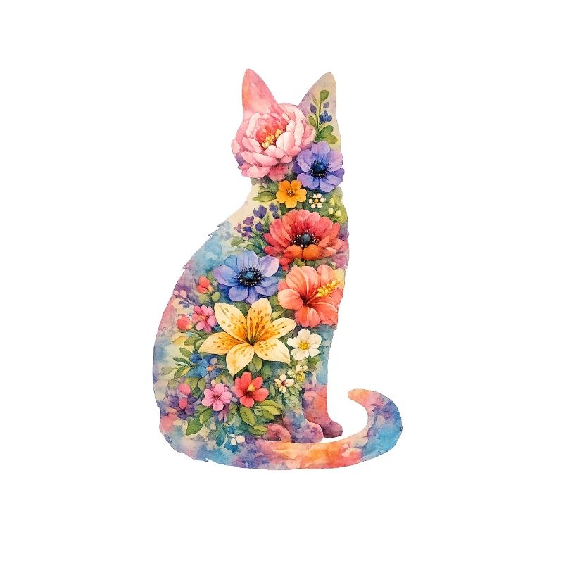 Katze Blumen Bunt