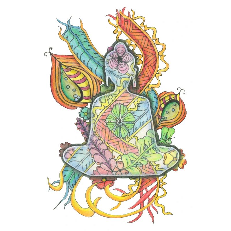 Buddha meditating hand-drawn