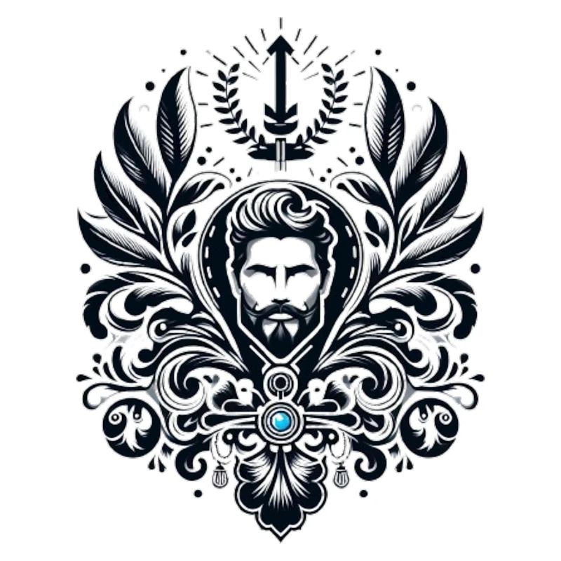 Conception de bouclier noir et blanc avec gemme bleue