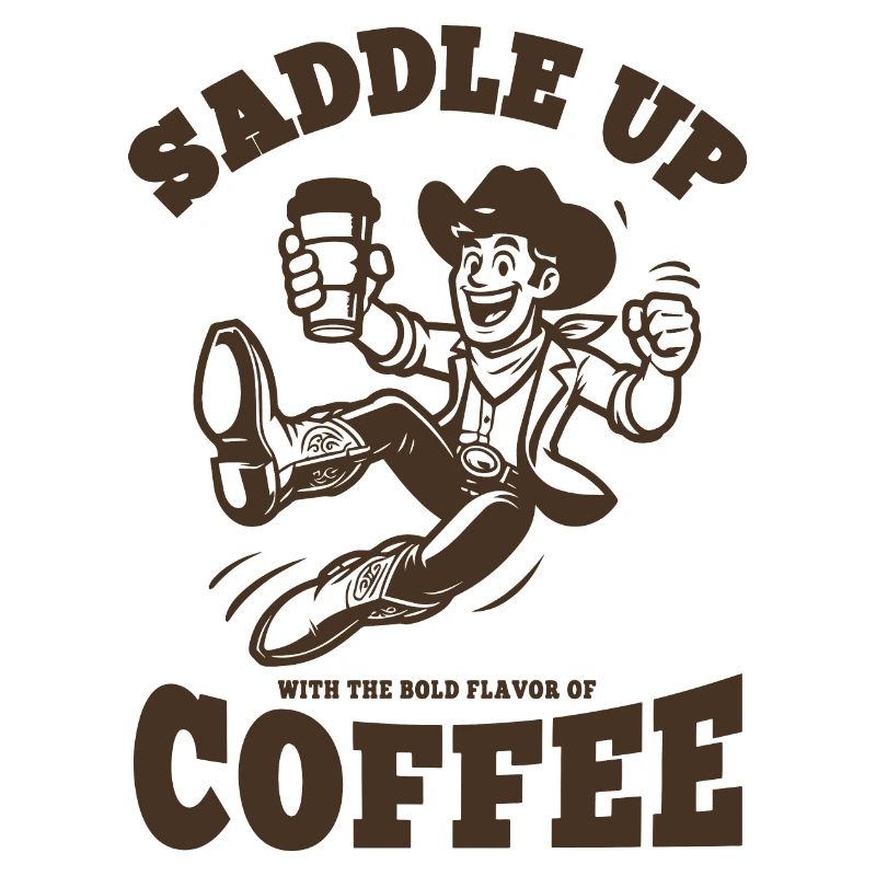 Cowboy mit Kaffee - howdy cool retro print rodeo