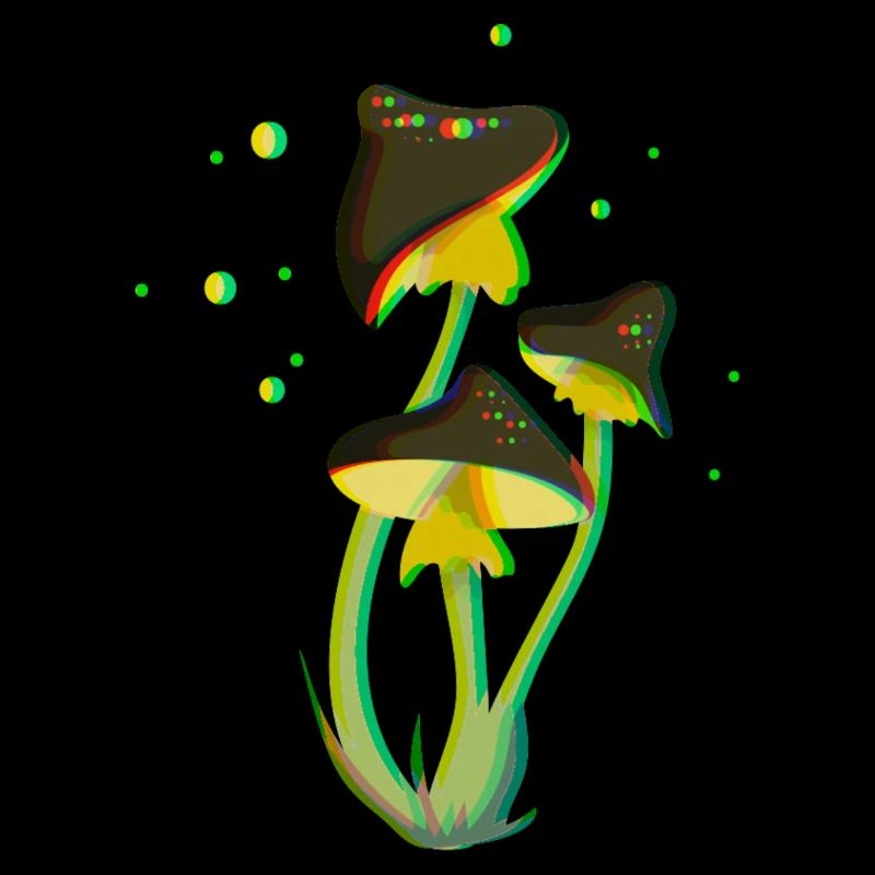 Dessin Champignon Trippy Fluo 3D et Psychédélique