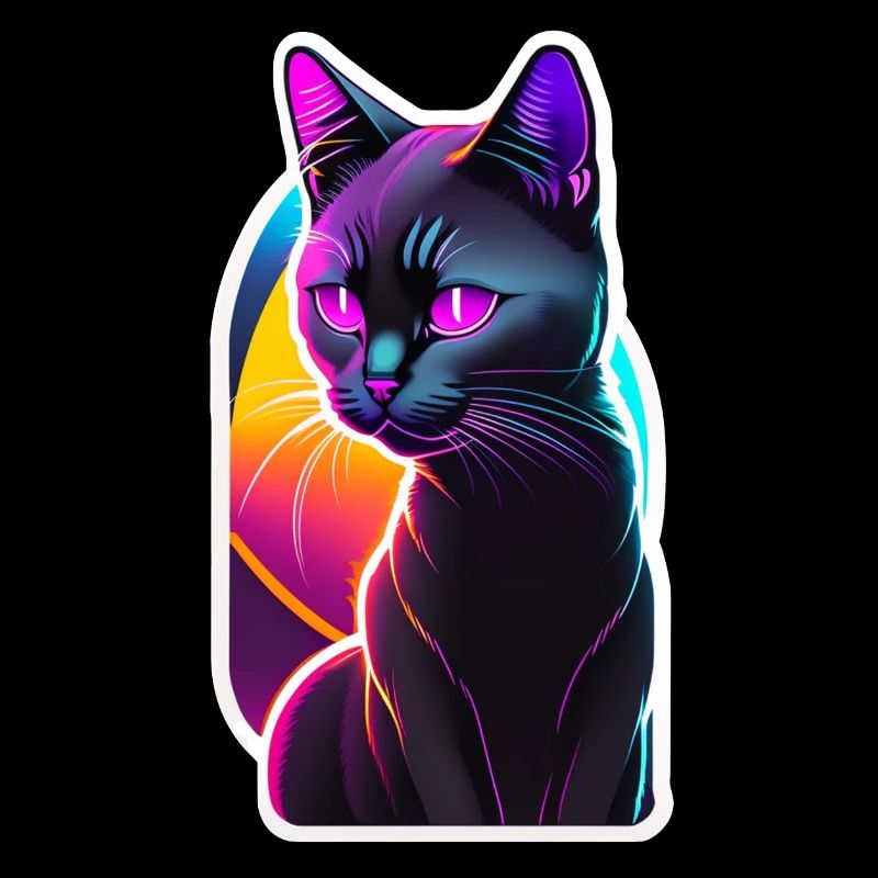 Black cat and neon effect