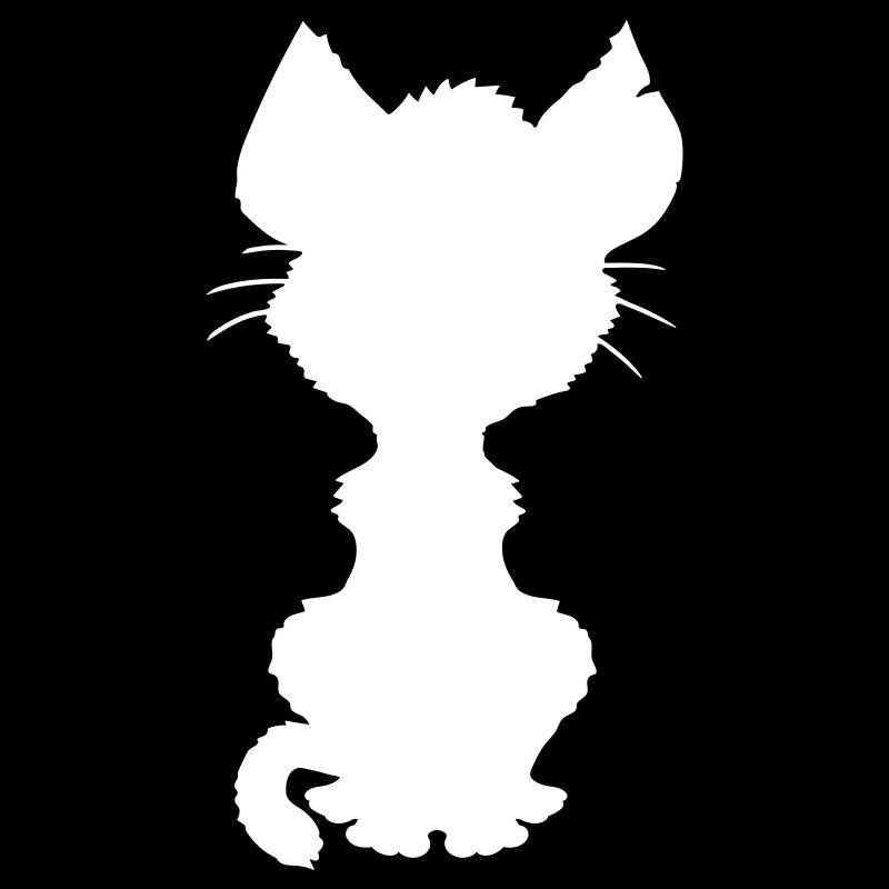 Seated Cat Silhouette Kitten Shadow Outline