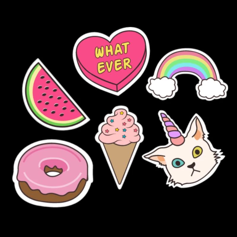 Emojis - Katze, Regenbogen, Wassermelone, Eiscrem