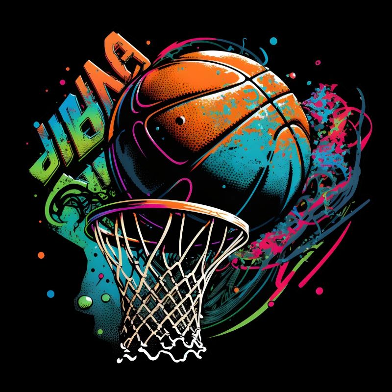 Graffiti de basket-ball coloré