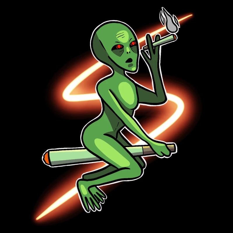 Unkraut Alien auf einem Joint
