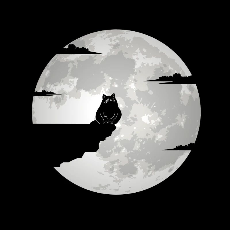 Chat chat chat chat motif de la lune