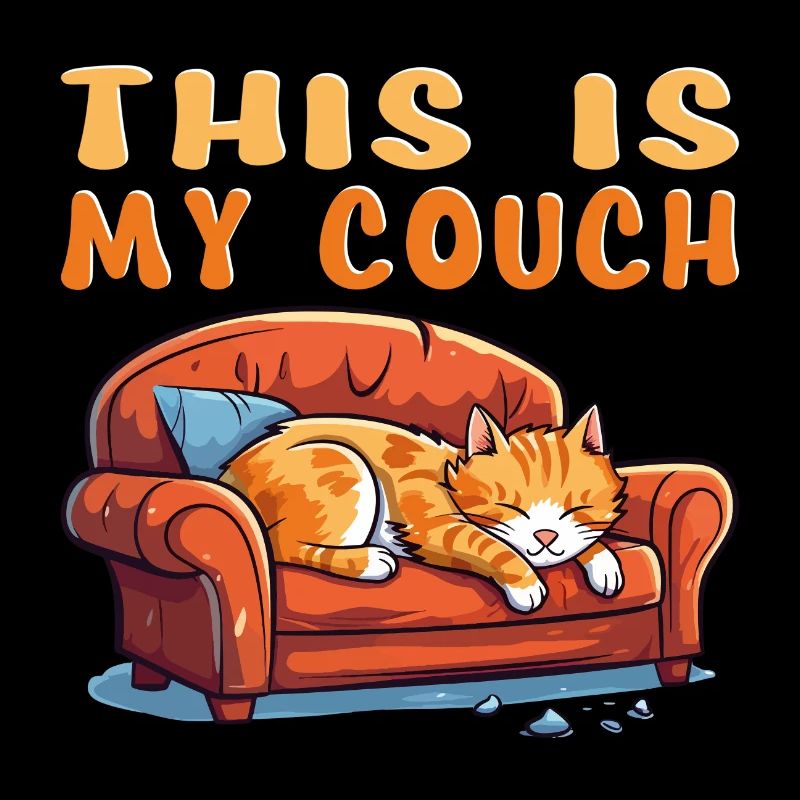 Cat Couch Sofa Funny Humor Typical Cartoon