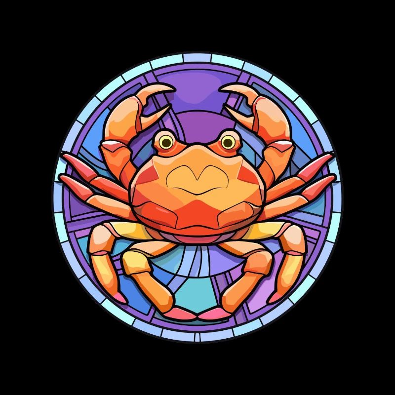 Krabben-Buntglas-Cartoon-Kawaii-Tier