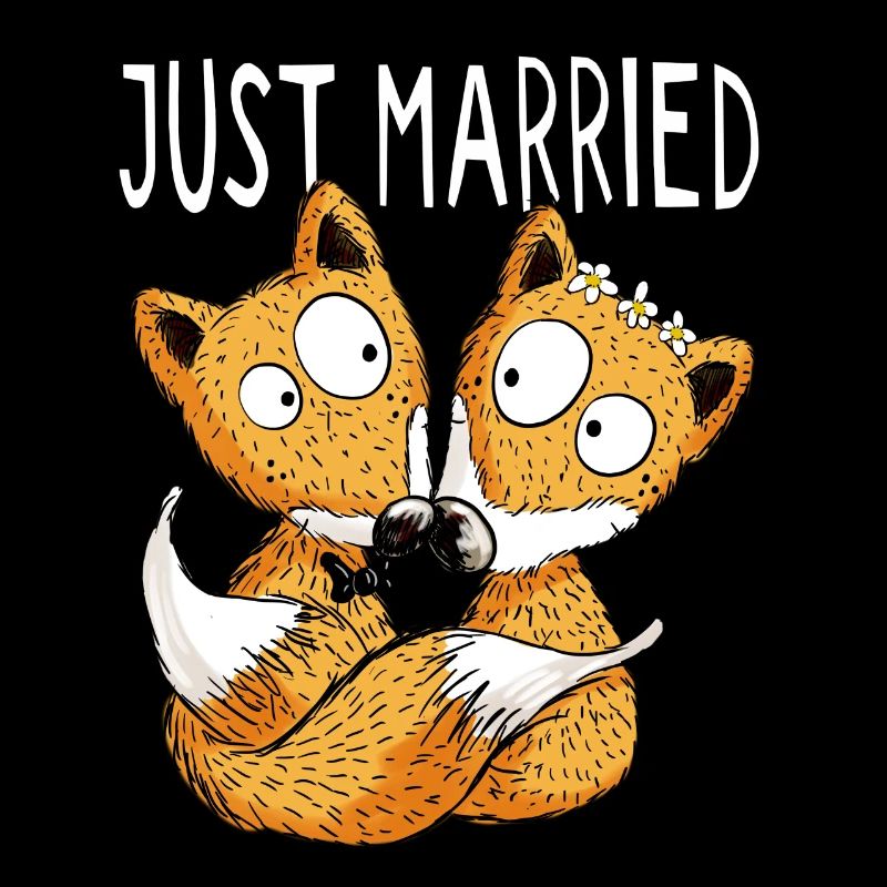 Just Married Foxes - Fox Wedding - Gift