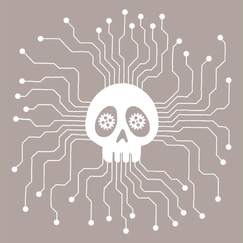 White Microprocessor Skull