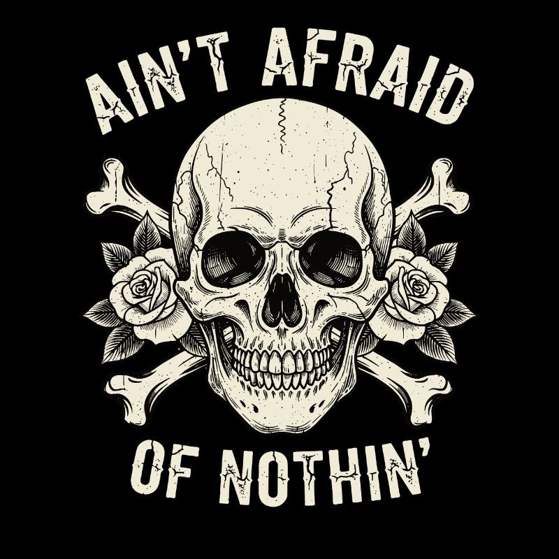 Skull mit Rosen und Slogans