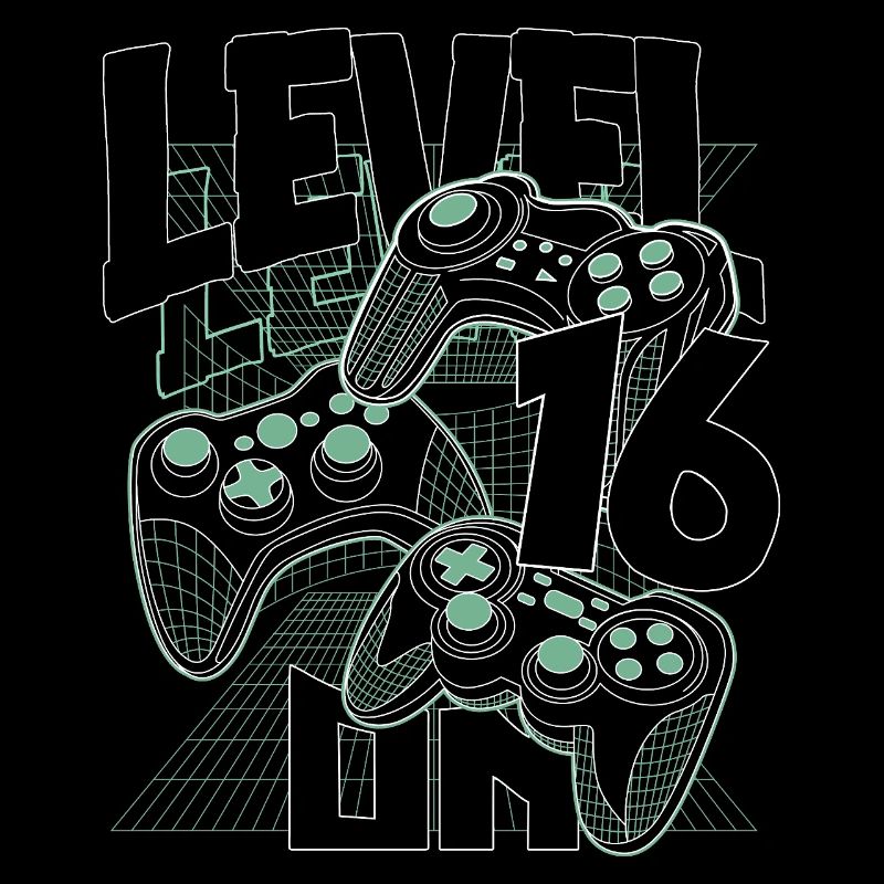 Level Up Retro Controller Graphic 16th Birthday