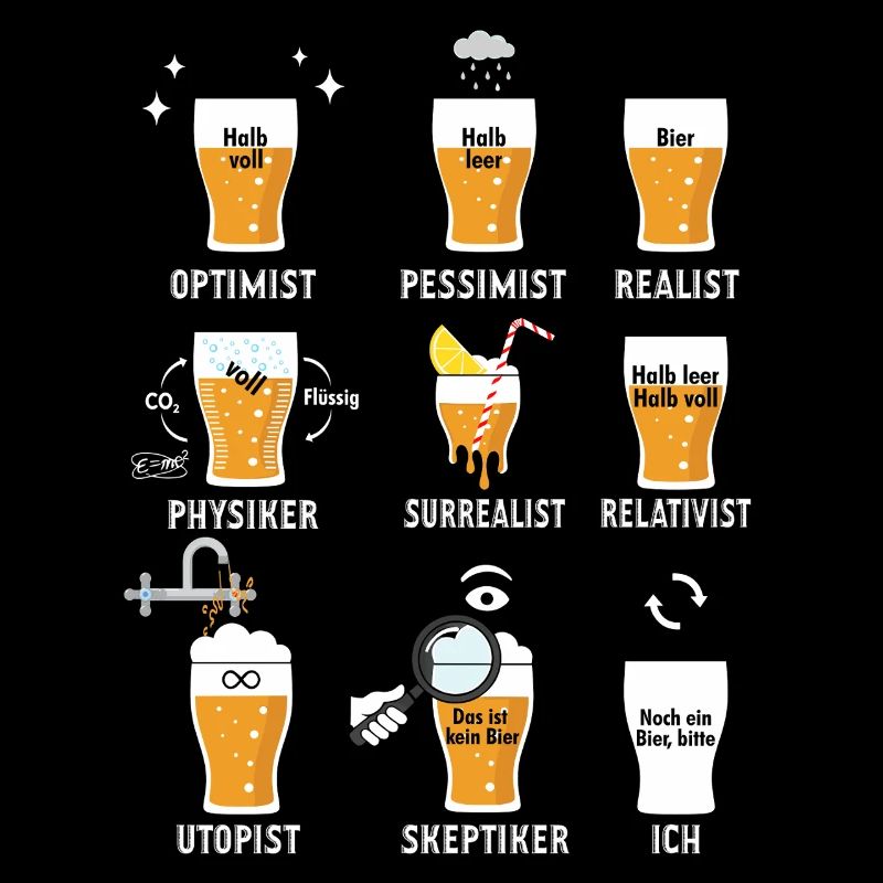 Bier Geschenk Halb Voll Zitat Sarkasmus Nerd Humor