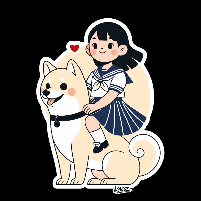 Seemannsmädchen und Shiba-Aufkleber