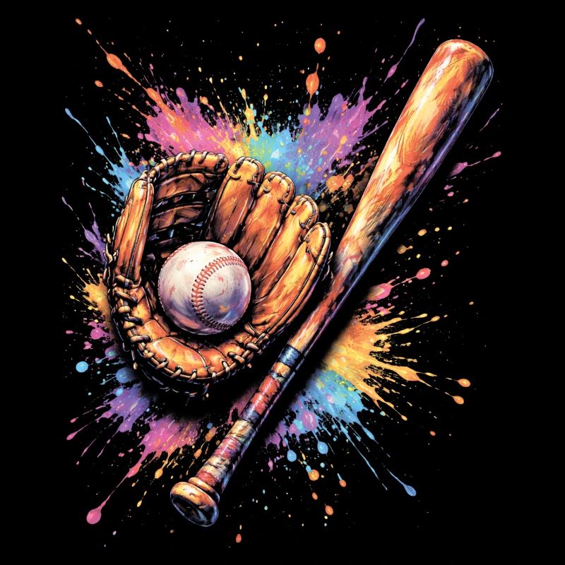 Ball- und Schlägerhandschuh-Splash-Art