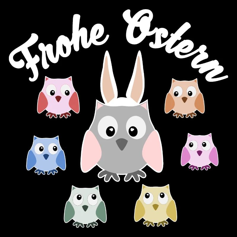 Frohe Ostern Eulen Eule Uhu Hasenohren