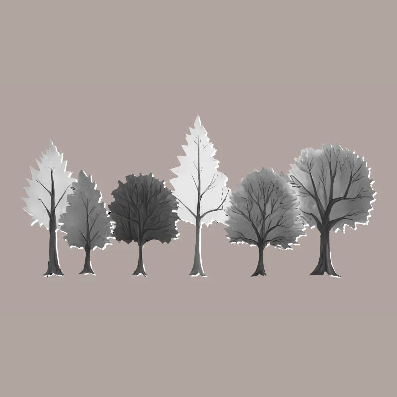 Forest Trees Black & White