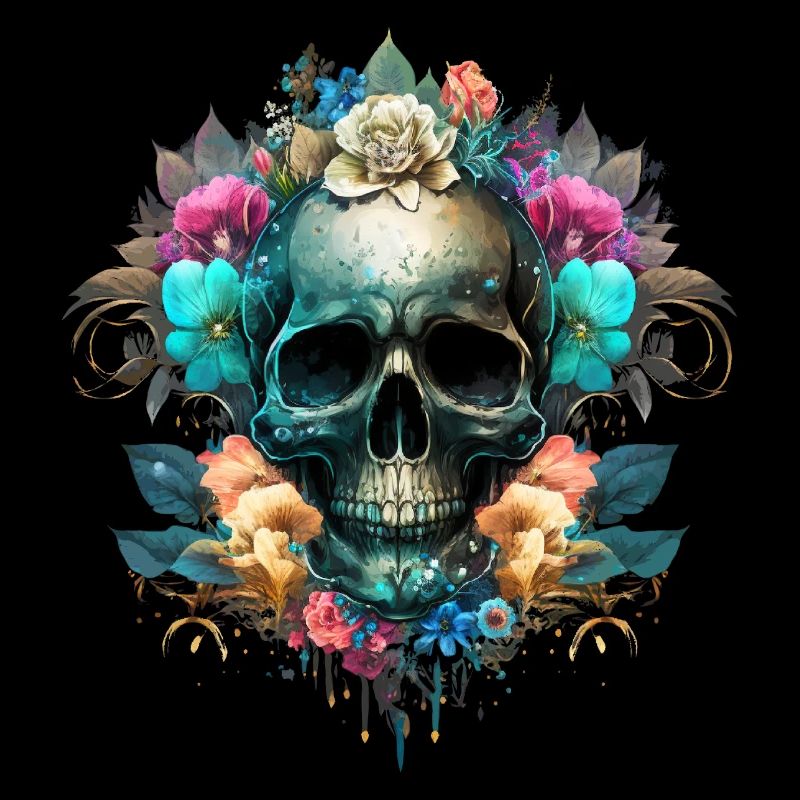Crâne avec des fleurs