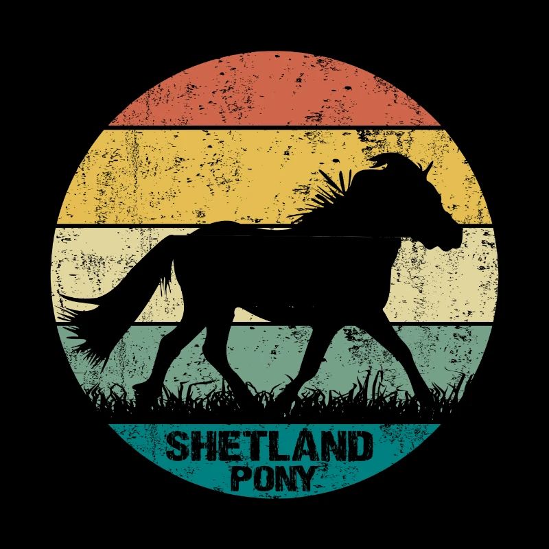 Shetland Pony Pferd Retro Vintage Silhouette