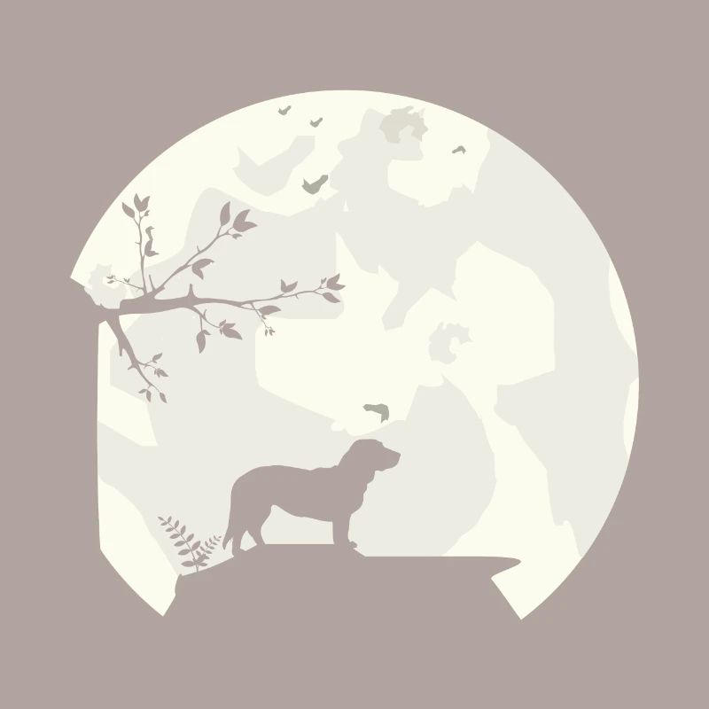 Alpine Dachsbracke full moon silhouette
