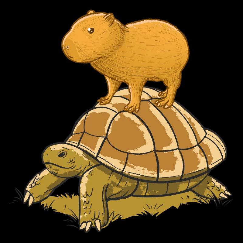 Capybara auf Schildkröte