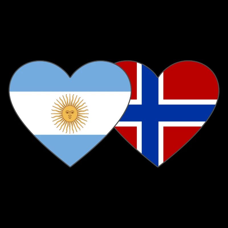 Argentine Norvège Drapeau Coeur
