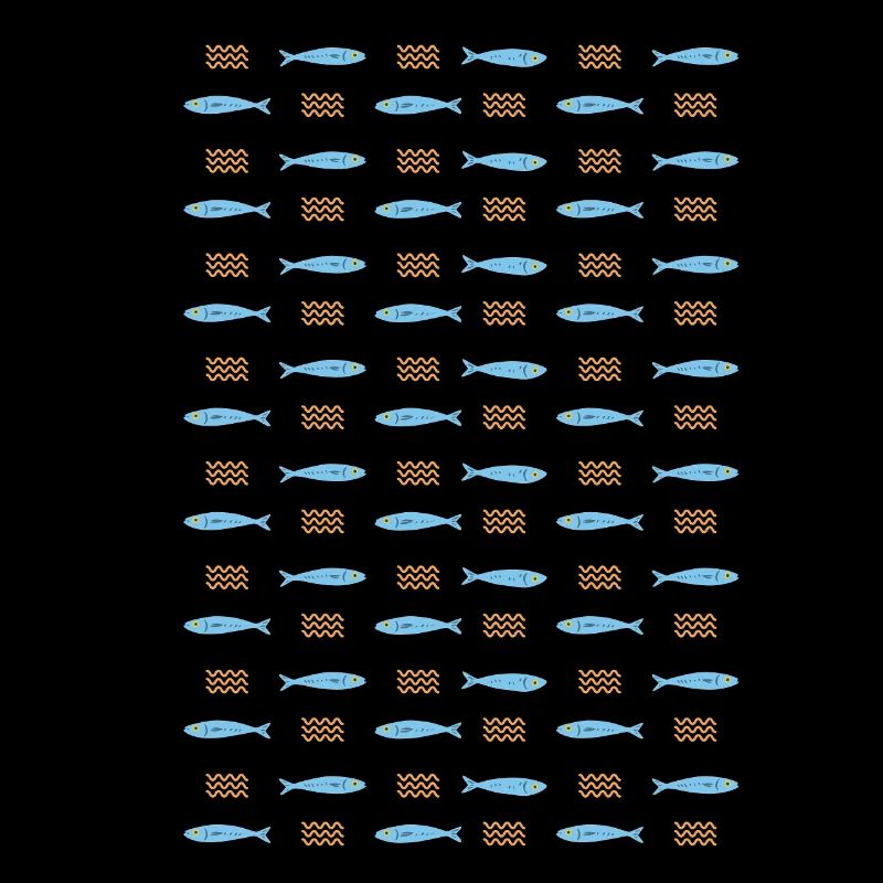 Minimalist Sardines and Waves Pattern for Summer