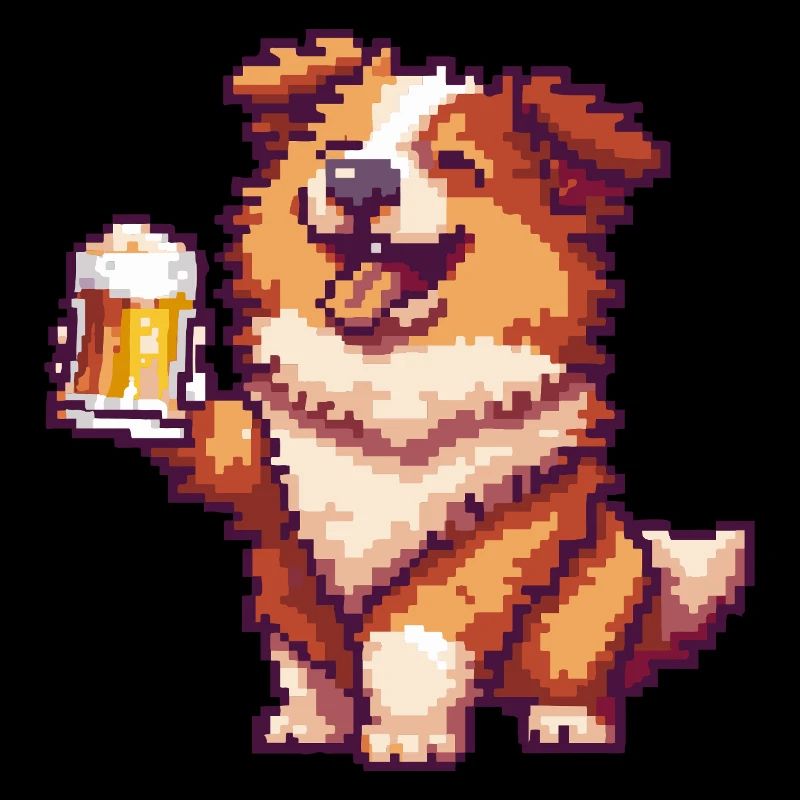 Border Collie Hund Pixel Bier