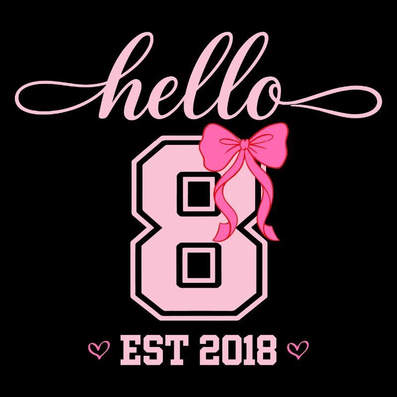 Hello 8 Est 2018 Mädchen Geburtstag Design