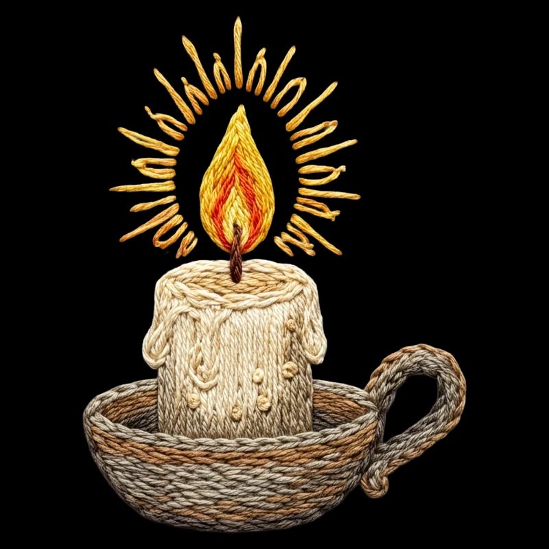 Embroidered candle – atmospheric light (printed)